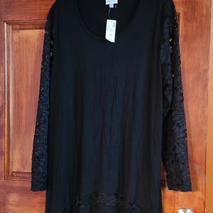 NWT Black top with lace sleeves